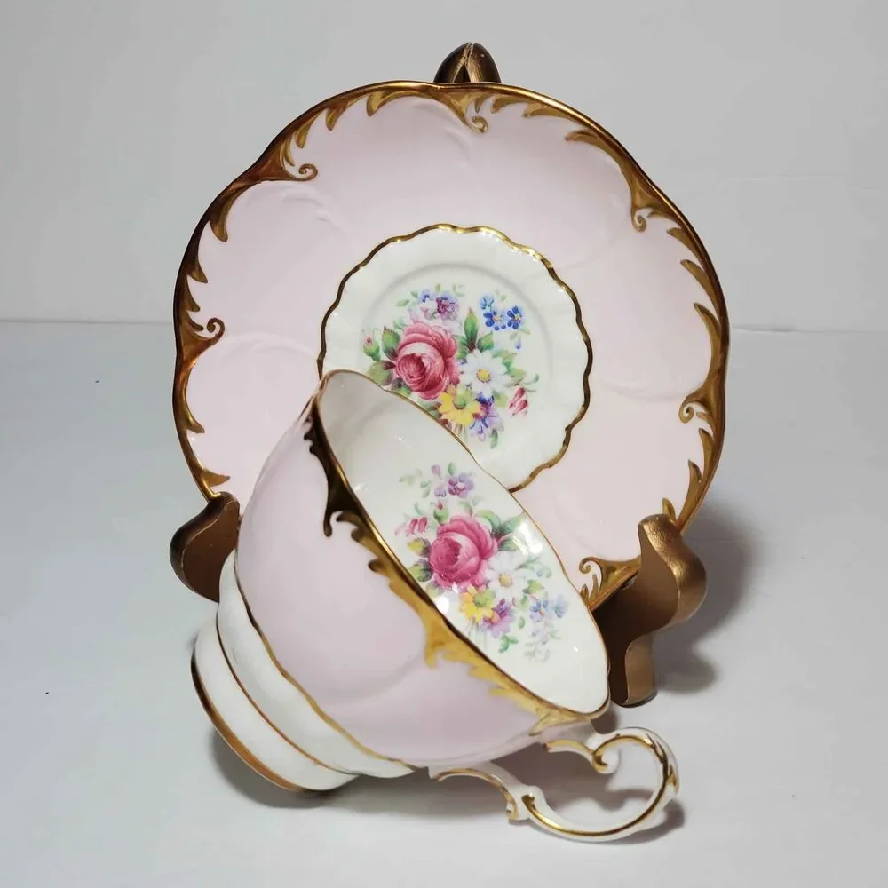 Paragon Teacup and Saucer Pink Floral Vintage